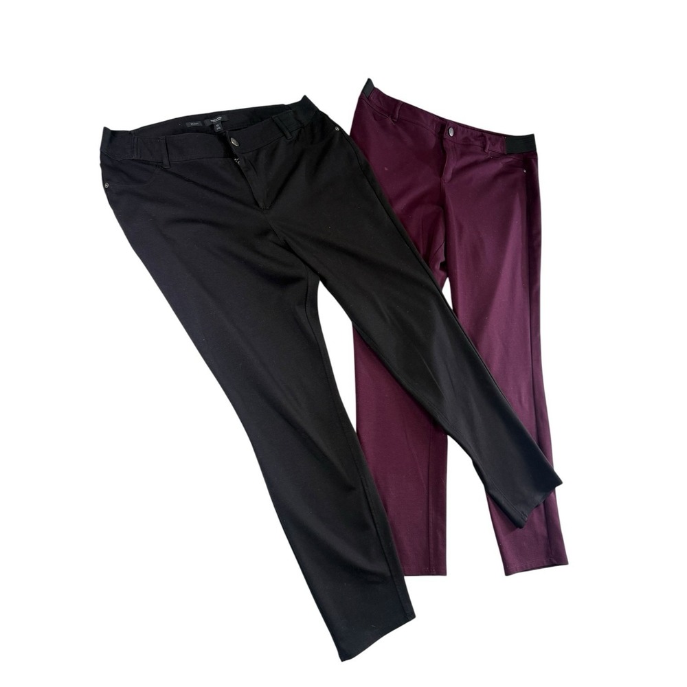 Simply Vera Vera Wang Skinny Mid Rise Pants Bundle XL Black Burgundy Stretch
